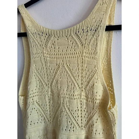 Zara Yellow Sleeveless Open Back Crochet Knit Dress Size Medium - Picture 5 of 11